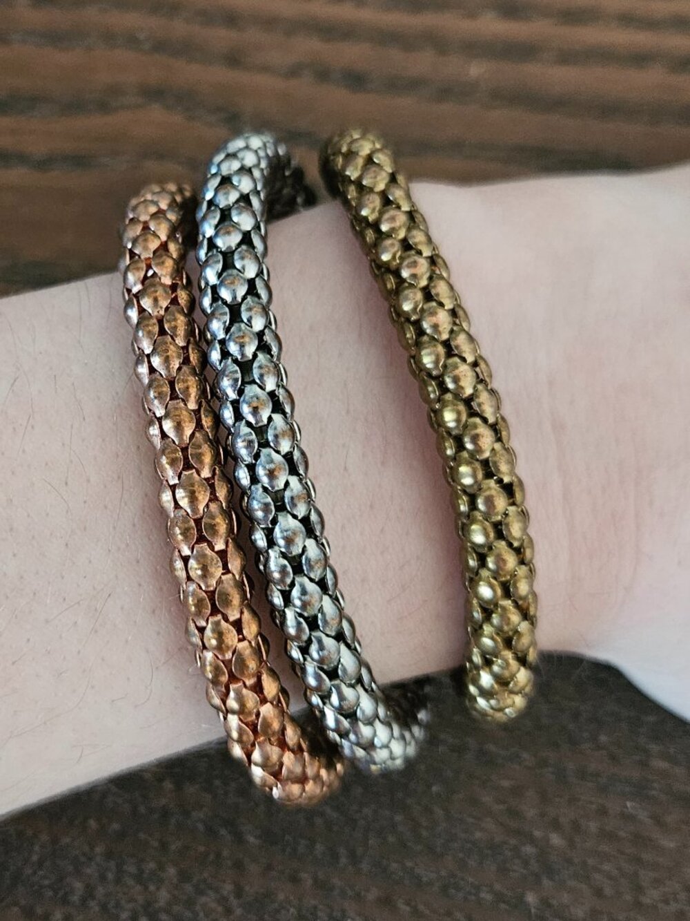Metallic stretch bracelets